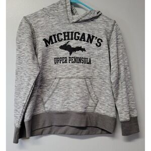 Avalon Apparel Youth Michigan's Upper Peninsula Gray Space Dye Hoodie Size 14/16